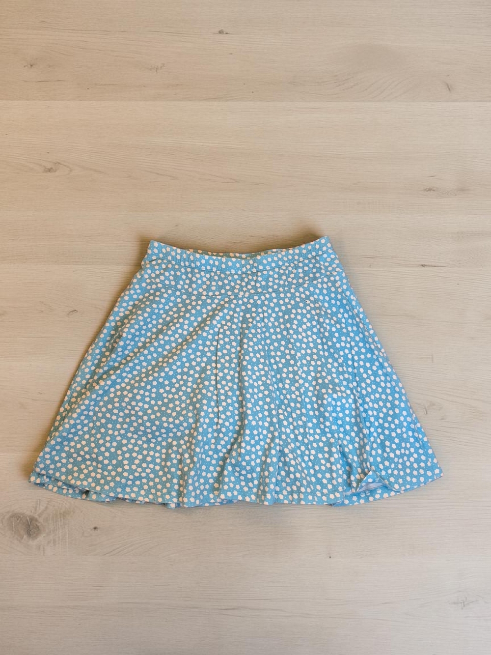 Lands' End Light Blue Polka Dot Girls' Skirt With Shorts Knee Length Size 10/12